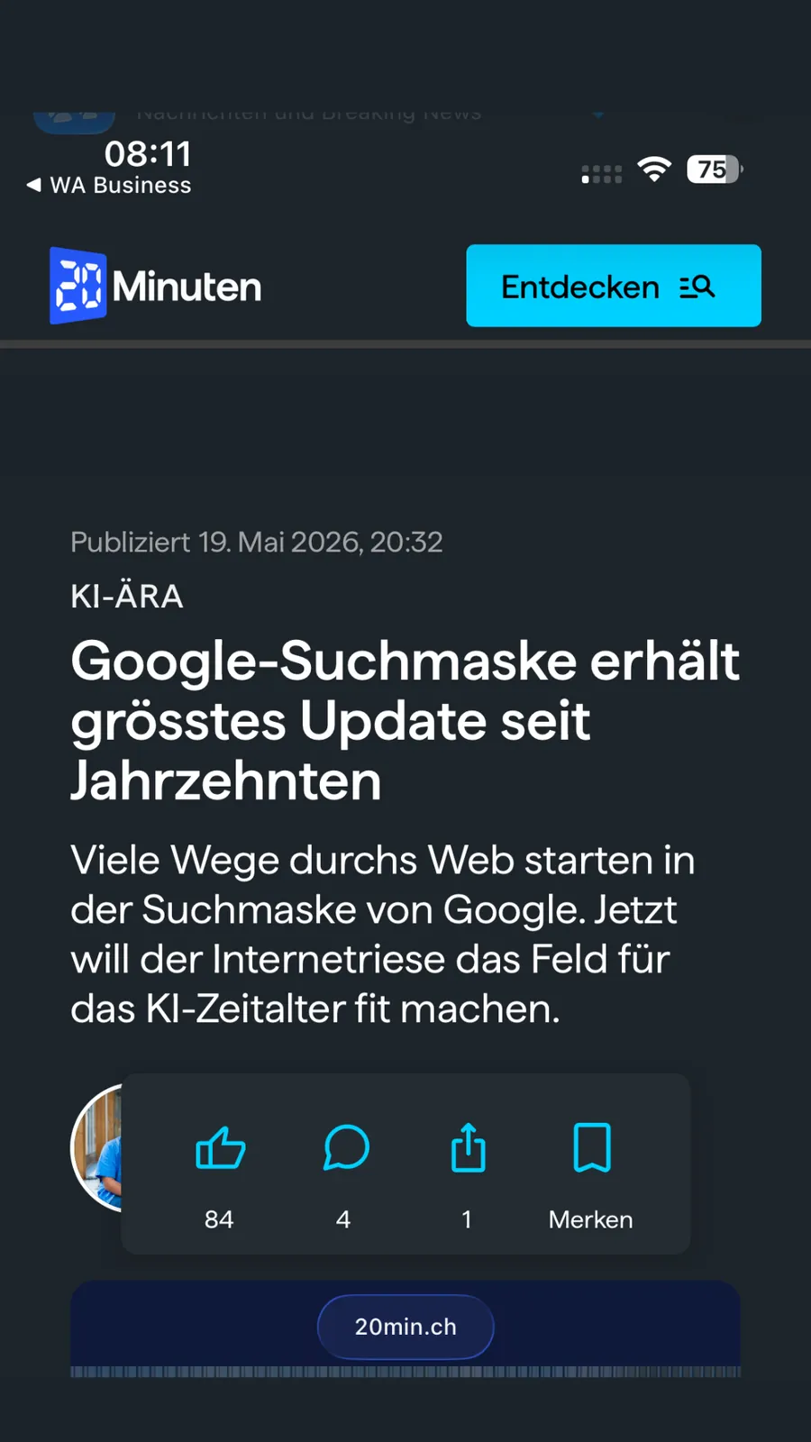 20 Minuten, Google KI-Ära