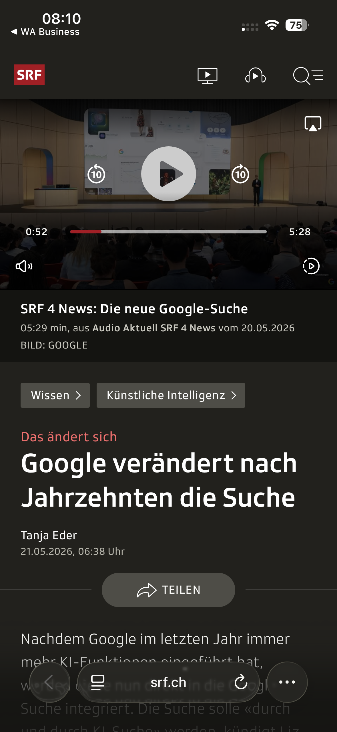 SRF, Google verändert die Suche