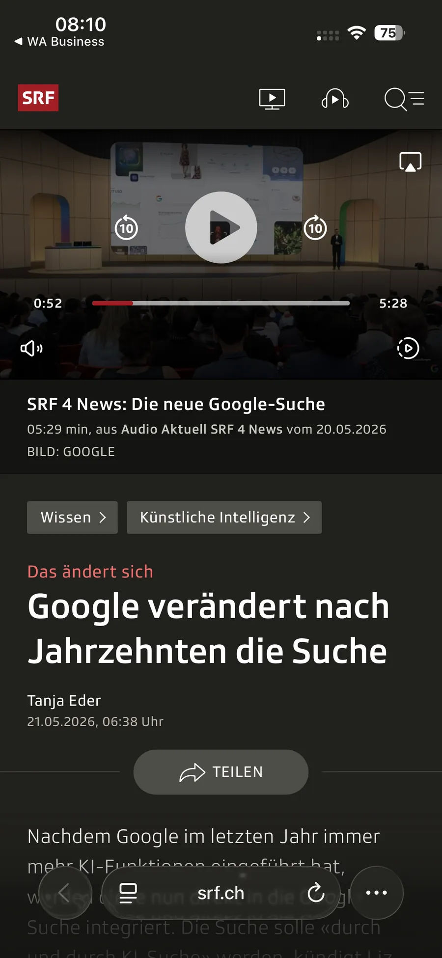 SRF, Google verändert die Suche